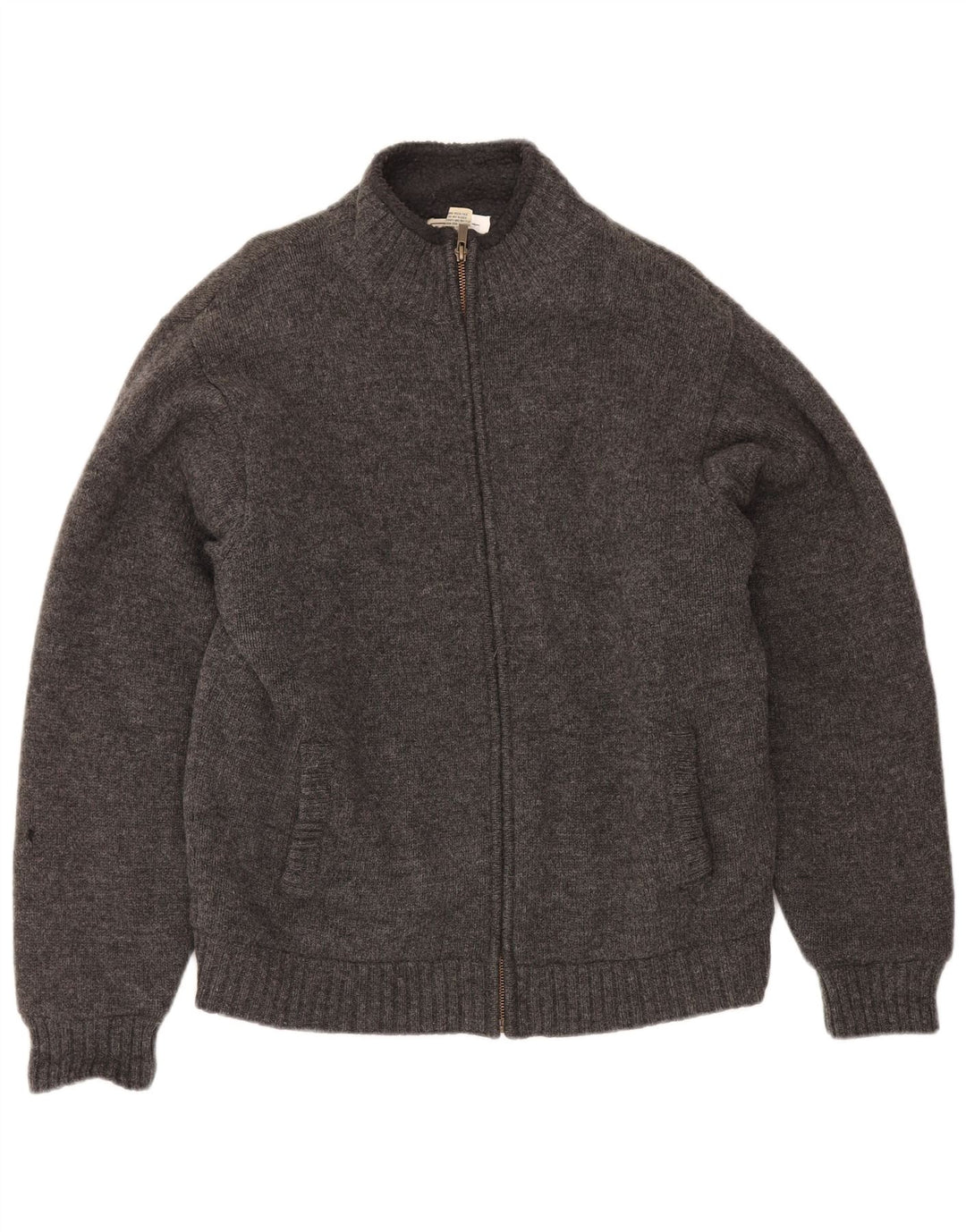 L.L.Bean Suéter tipo cárdigan Sherpa para hombre de lana de cordero gris medio