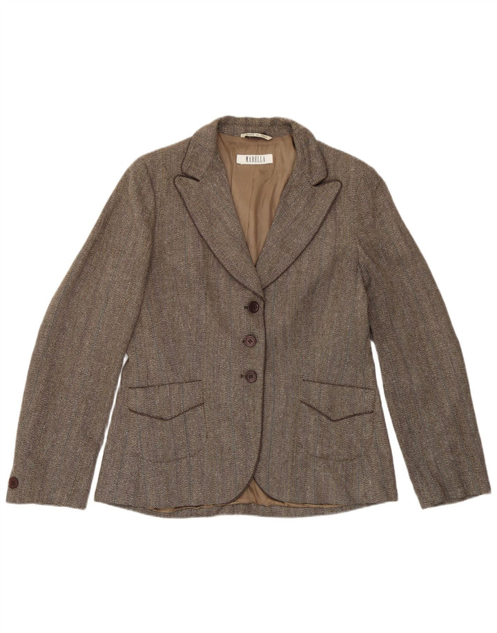 Marella Chaqueta Blazer de 3 Botones para Mujer UK 46 Grande Marrón Espiga Viscosa