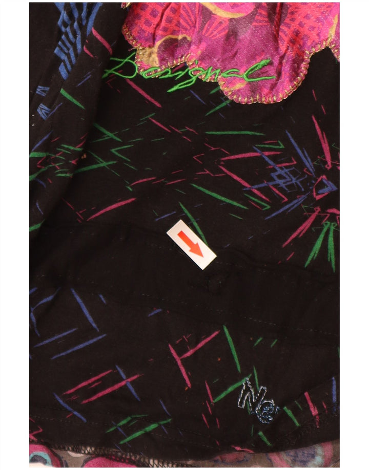 Desigual Mujer Gráfico Top Manga Larga UK 10 Small Viscosa Multicolor