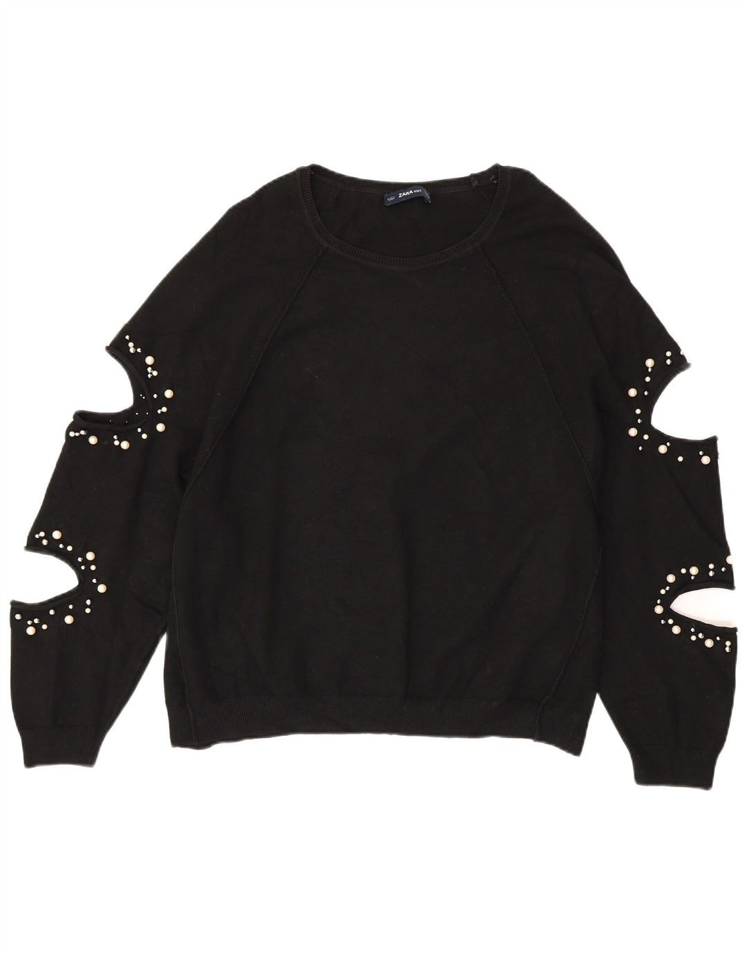 ZARA Jersey oversize con cuello barco para mujer, talla 44, talla M, color negro