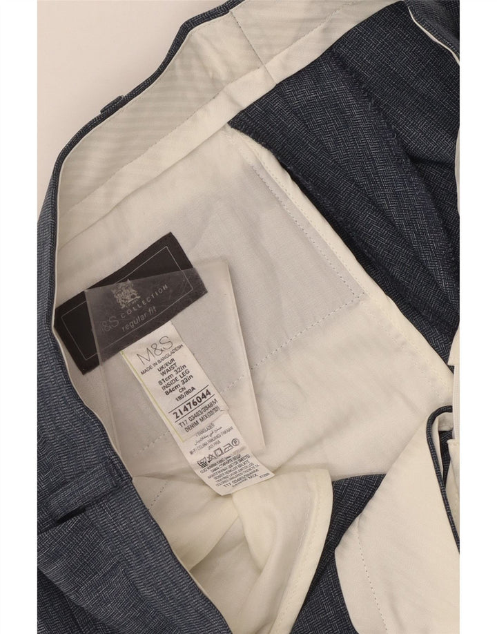Marks & Spencer Pantalón de traje de corte regular para hombre W32 L33 Poliéster azul