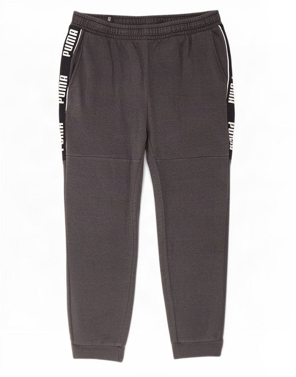 Puma Hombre Pantalones De Chándal Gráfico Joggers XL Gris Colorblock Algodón