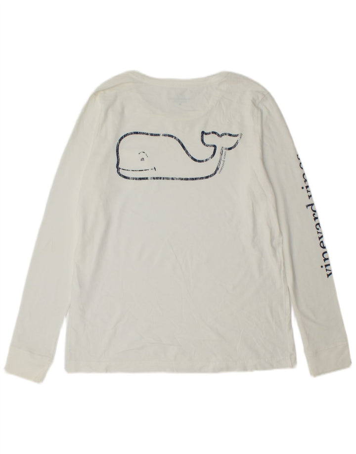 VINEYARD VINES Top gráfico para hombre manga larga algodón blanco medio