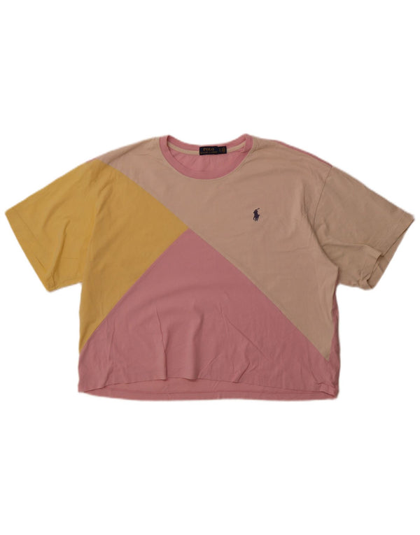 Polo Ralph Lauren Camiseta para Mujer Top UK 40 XL Algodón Color Block Rosa