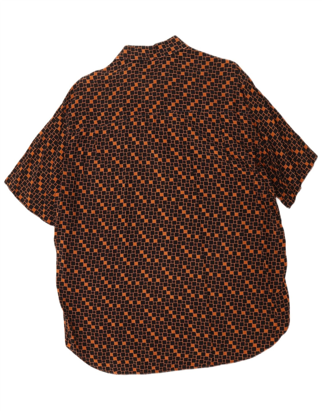 Vintage hombres camisa de manga corta grande marrón geométrico