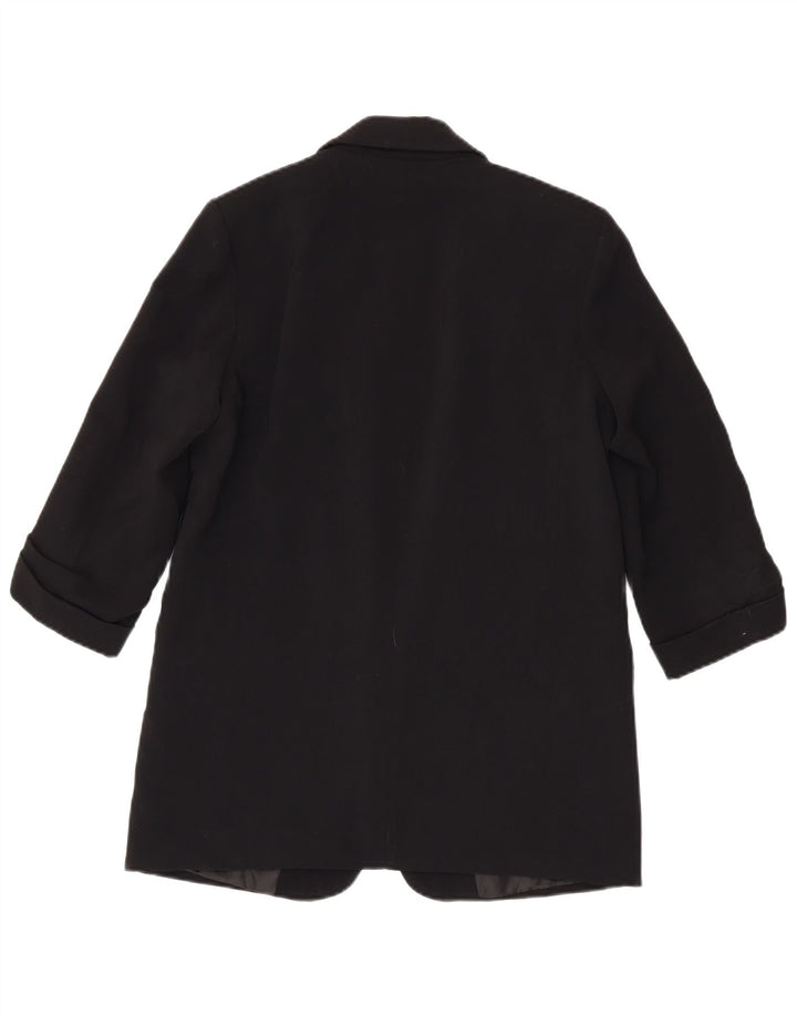 Zara Chaqueta Blazer Abierta De Manga 3/4 para Mujer UK 44 Poliéster Negro Mediano