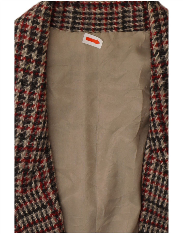 VINTAGE chaqueta blazer para mujer Reino Unido 16 grande pata de gallo multicolor