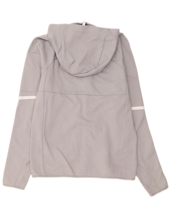 Adidas Hombre Zip Sudadera Con Capucha Suéter Pequeño Gris Colorblock Algodón