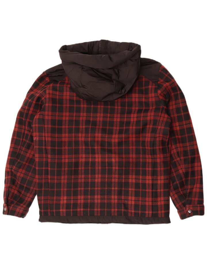 Zara Chaqueta utilitaria con capucha y capucha para hombre UK 40 Large Black Check Poliéster