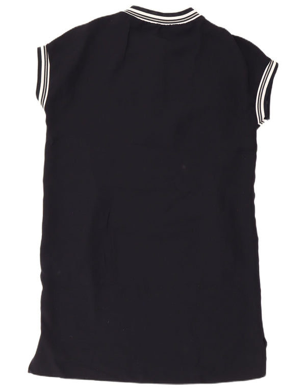 Zara Vestido tipo camiseta extragrande con cuello con cremallera para mujer, talla S, azul marino, a rayas, talla 40