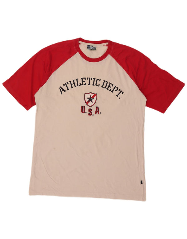 Asics Hombre Camiseta Gráfica Top XL Blanco Colorblock Algodón