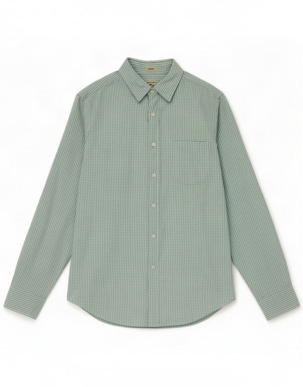 J. Camisa Crew para hombre de corte clásico de algodón a cuadros verde medio