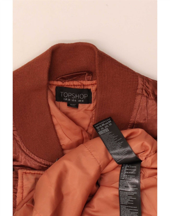 Topshop Chaqueta bomber extragrande para mujer UK 10 Small Marrón Poliéster