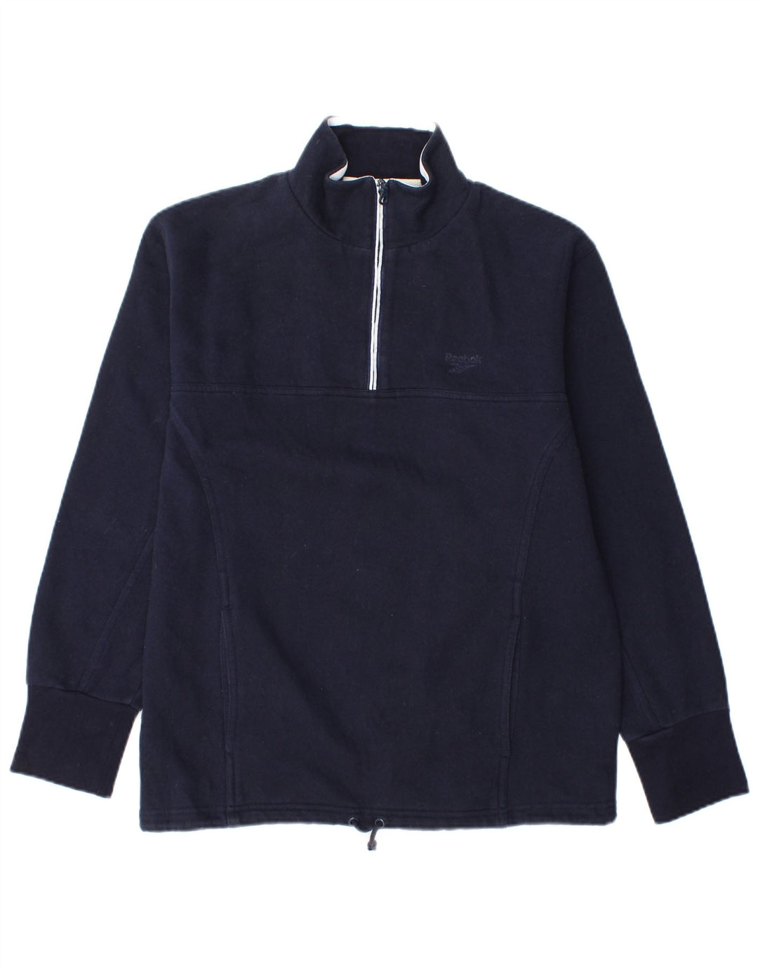 Reebok Mujer Zip Neck Sudadera Jumper UK 12 Medium Azul Marino Algodón