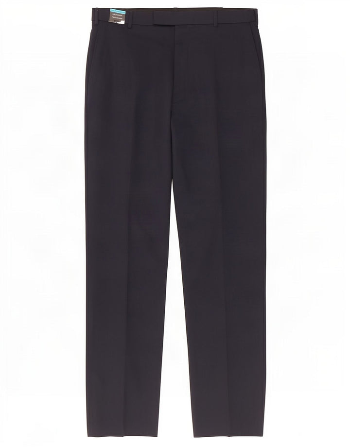 Marks & Spencer Pantalón de traje regular para hombre W34 L33 Lana azul marino