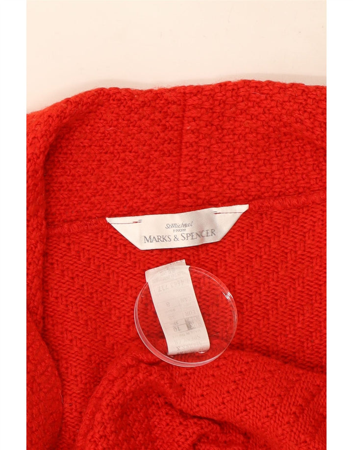 Marks & Spencer Suéter tipo cárdigan abierto para mujer UK 10 Small Red Wool