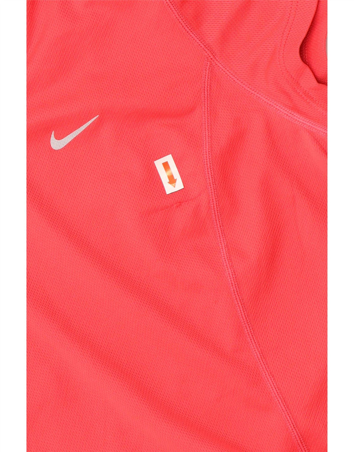 NIKE Camiseta Dri Fit para Mujer UK 12 Medium Red Colourblock