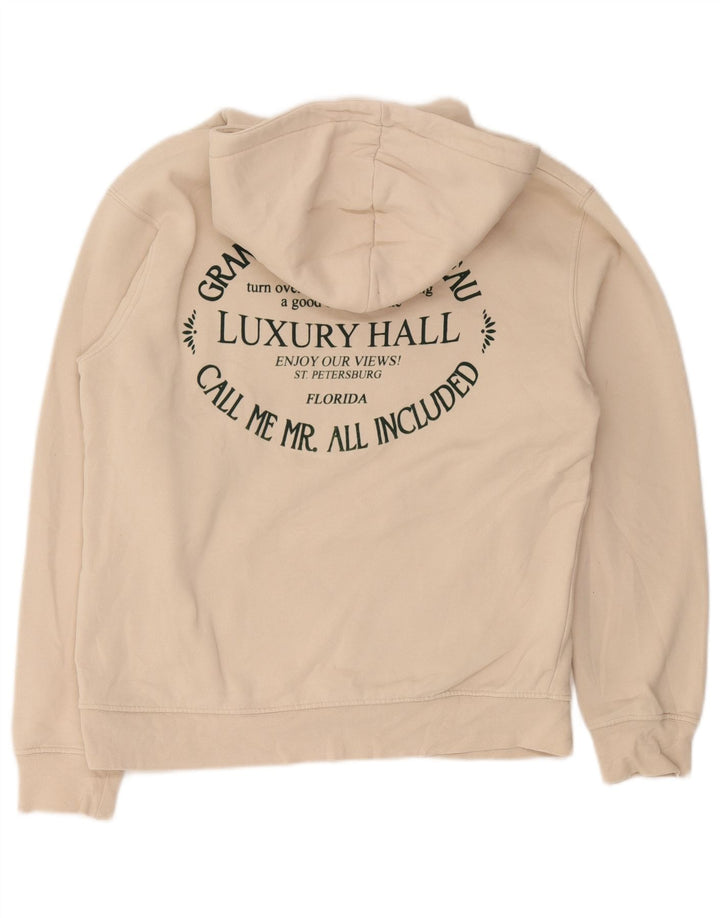 Zara Hombre Sudadera Con Capucha Gráfica Algodón Beige Medio