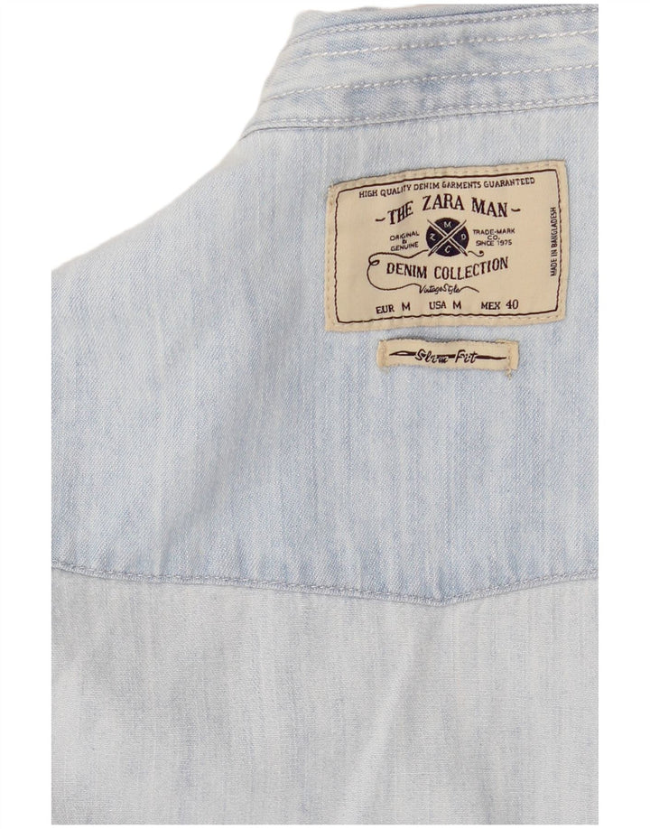 Zara Hombre Camisa Vaquera Azul Medio