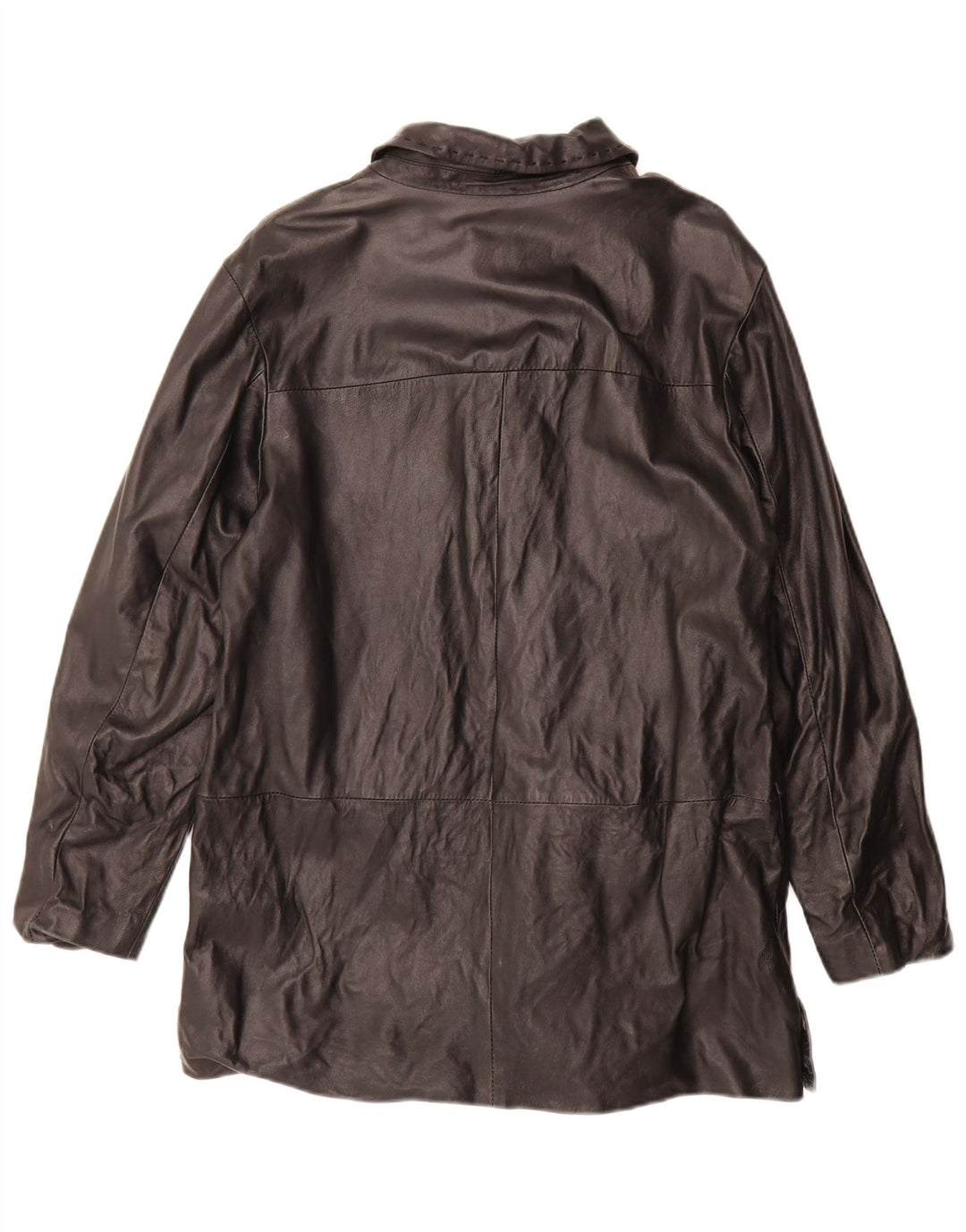 Abrigo de cuero vintage para mujer IT 48 XL cuero negro