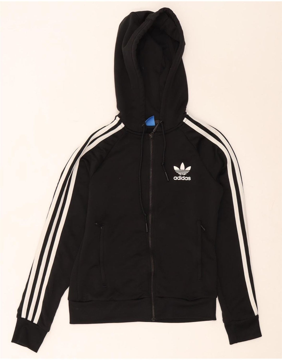 Adidas Sudadera con capucha y cremallera para mujer UK 8 Small Poliéster negro