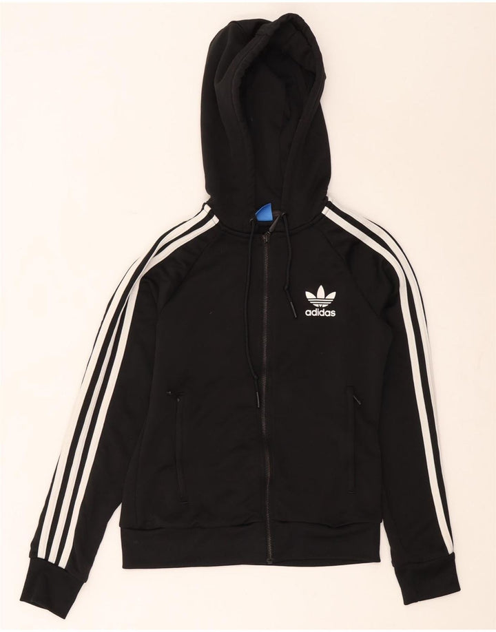 Adidas Sudadera con capucha y cremallera para mujer UK 8 Small Poliéster negro