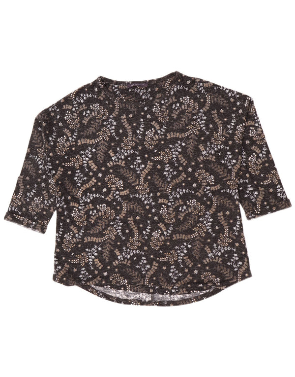 Marks & Spencer Top para mujer manga 3/4 UK 46 Poliéster floral negro grande