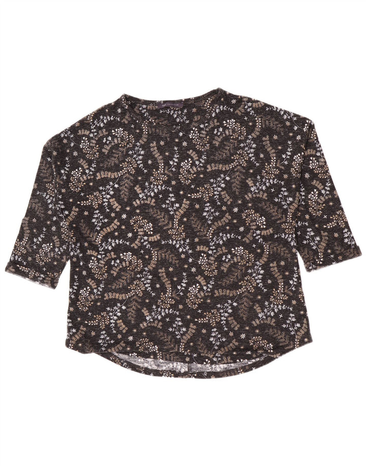 Marks & Spencer Top para mujer manga 3/4 UK 46 Poliéster floral negro grande
