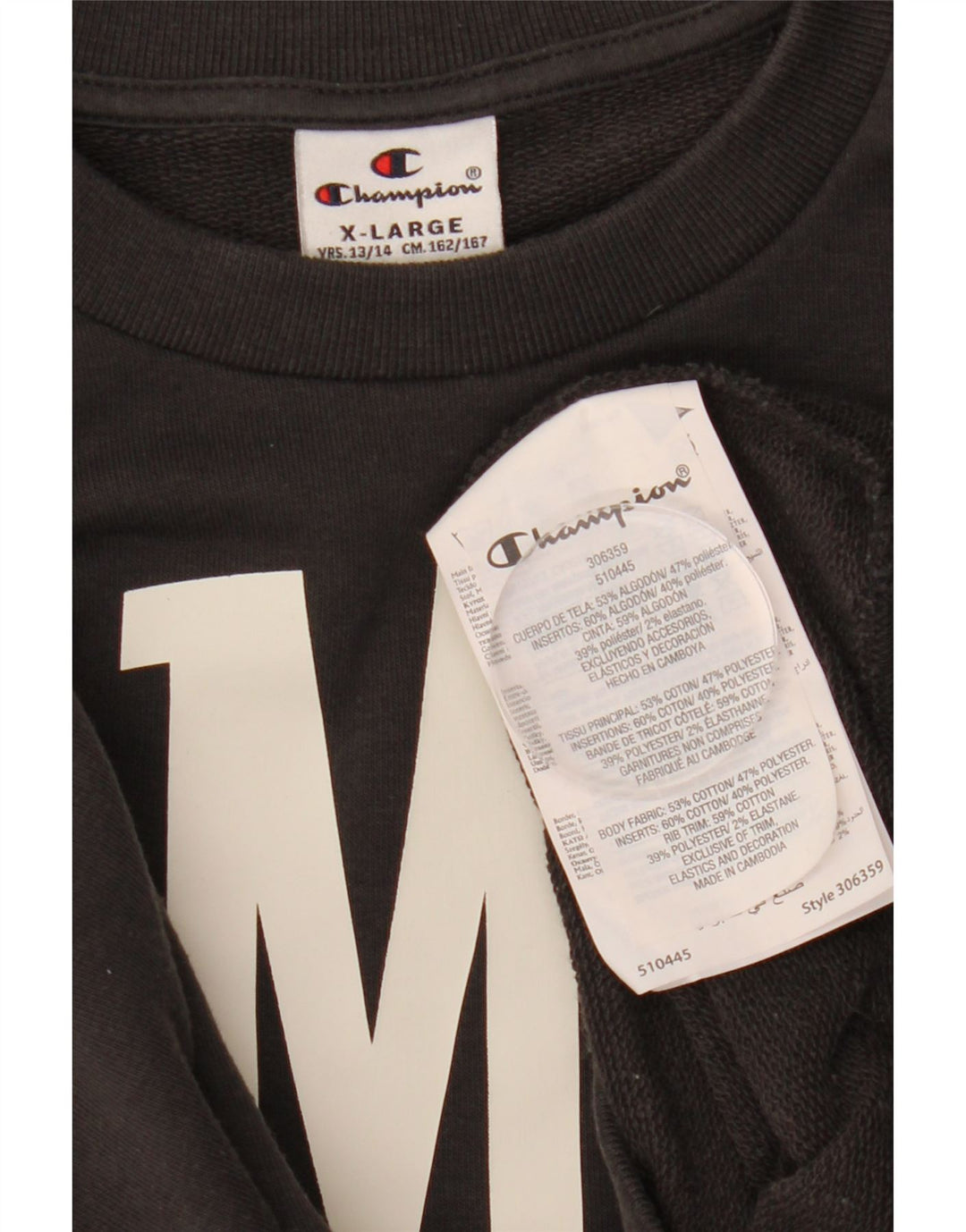 Champion Sudadera gráfica para niños 13-14 años XL Algodón negro