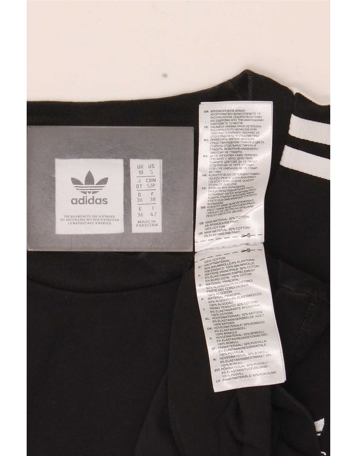Adidas Mujer Top Manga Larga UK 10 Pequeño Algodón Negro