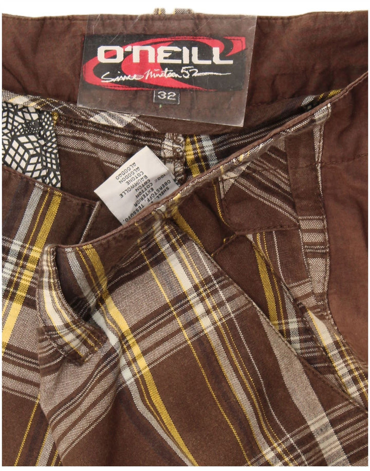 O'Neill Pantalones cortos chinos para hombre W32 Algodón a cuadros marrón medio