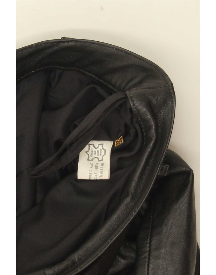 Falda de cuero vintage para mujer IT 42 Mediana W30 Cuero negro