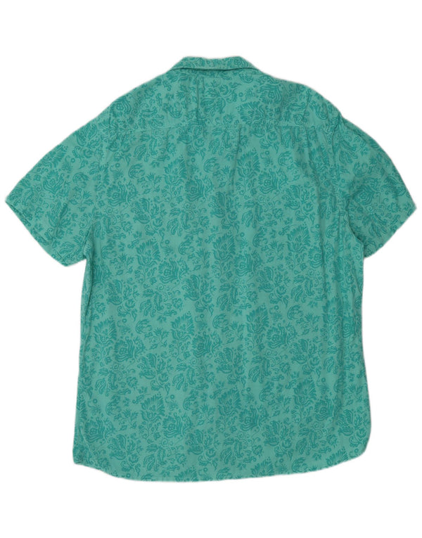 ¡Camisa de manga corta de hombre Scorpion Bay de algodón floral turquesa grande%
