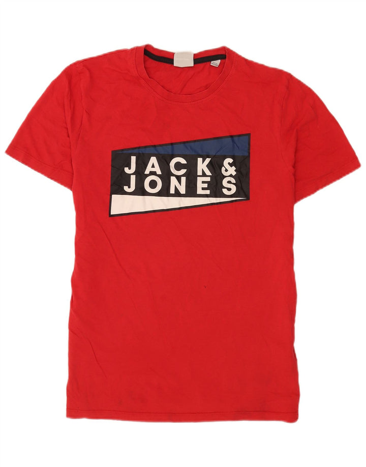 Jack & Jones Hombre Camiseta Gráfica Top Medium Rojo Algodón