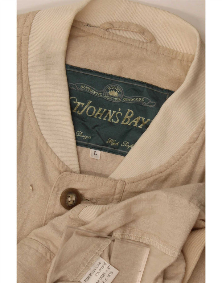 St John's Bay Chaqueta bomber para hombre Reino Unido 40 Grande Lino beige