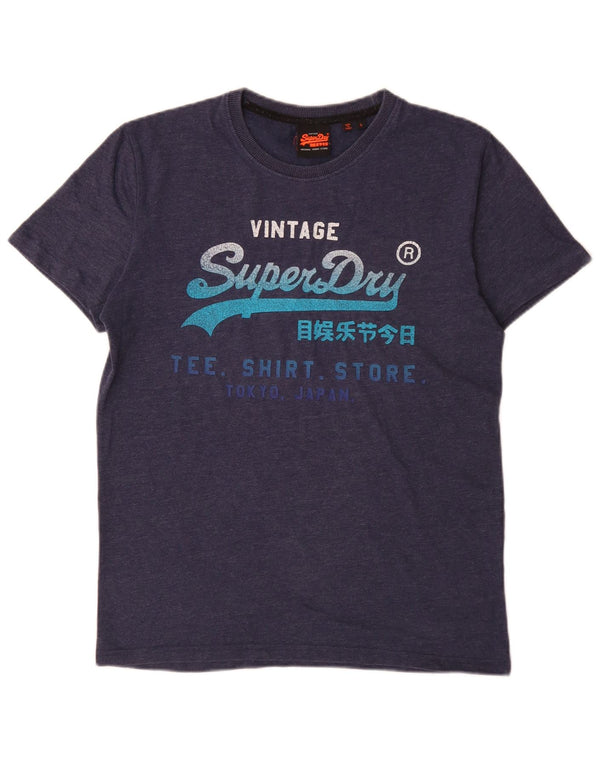 Superdry Mens Graphic T-Shirt Top Large Navy Blue