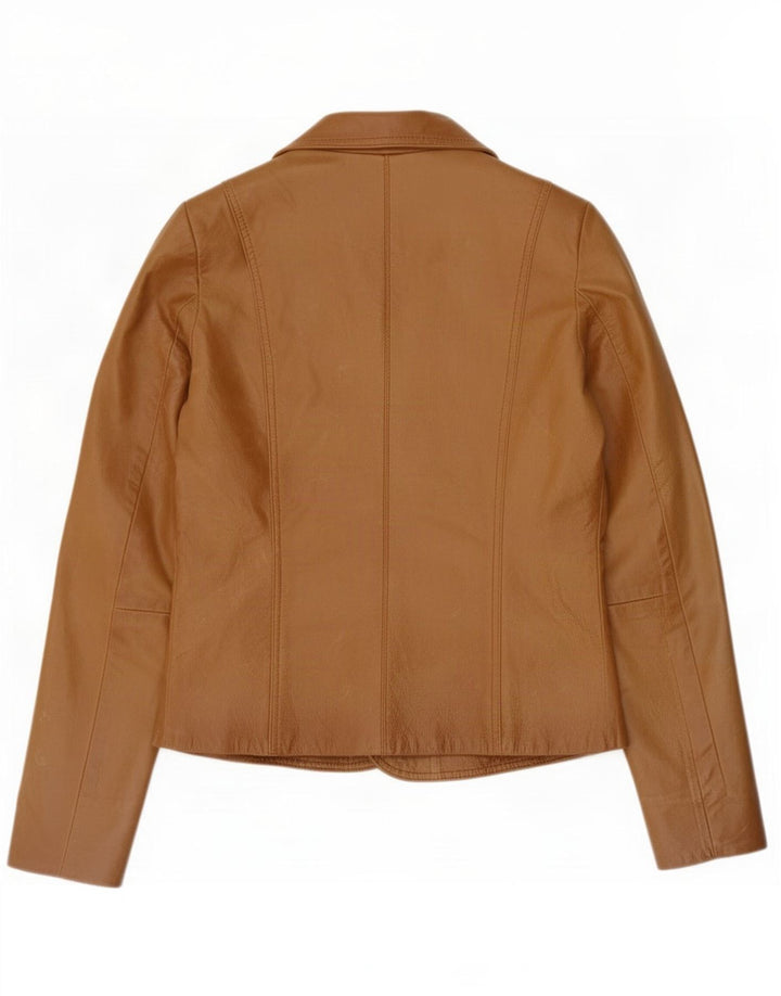 Blend Chaqueta Blazer de Cuero con 3 Botones para Mujer EU 38 Marrón Medio