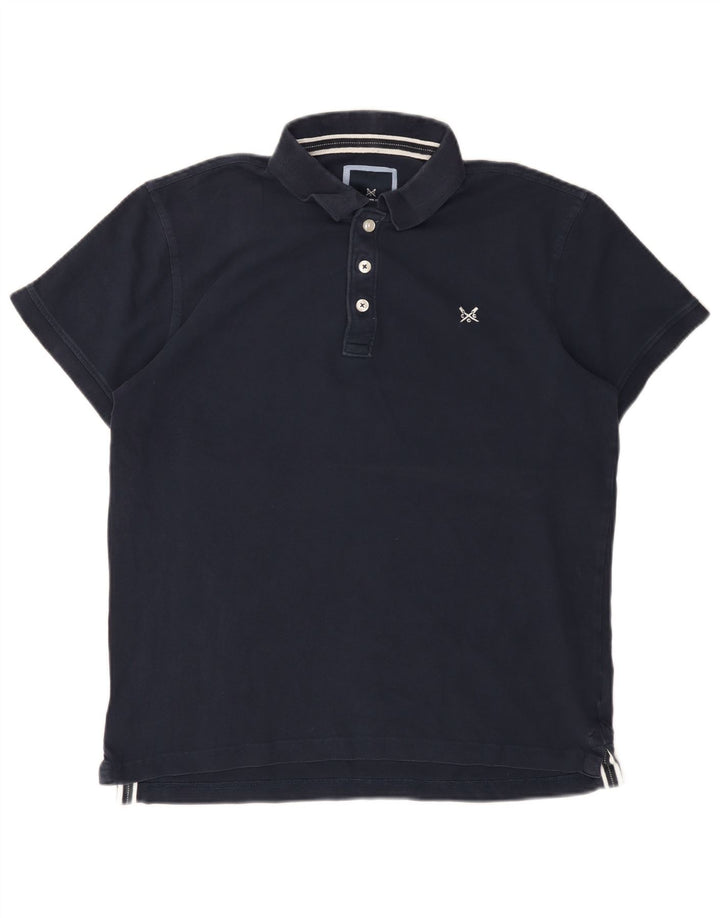 CREW CLOTHING Polo para hombre grande azul marino algodón