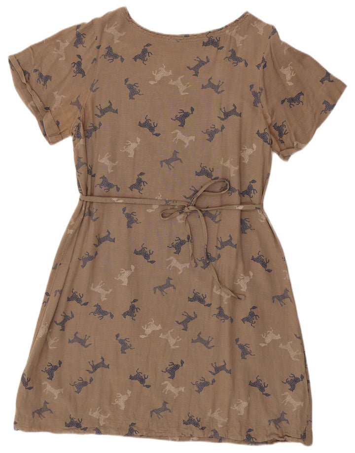 WHITE STUFF Vestido acampanado gráfico para mujer UK 46 Grande Estampado animal beige