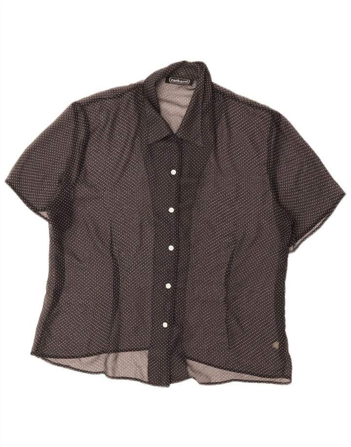 Cacharel Blusa camisera transparente para mujer IT 44 Mediana con lunares negros