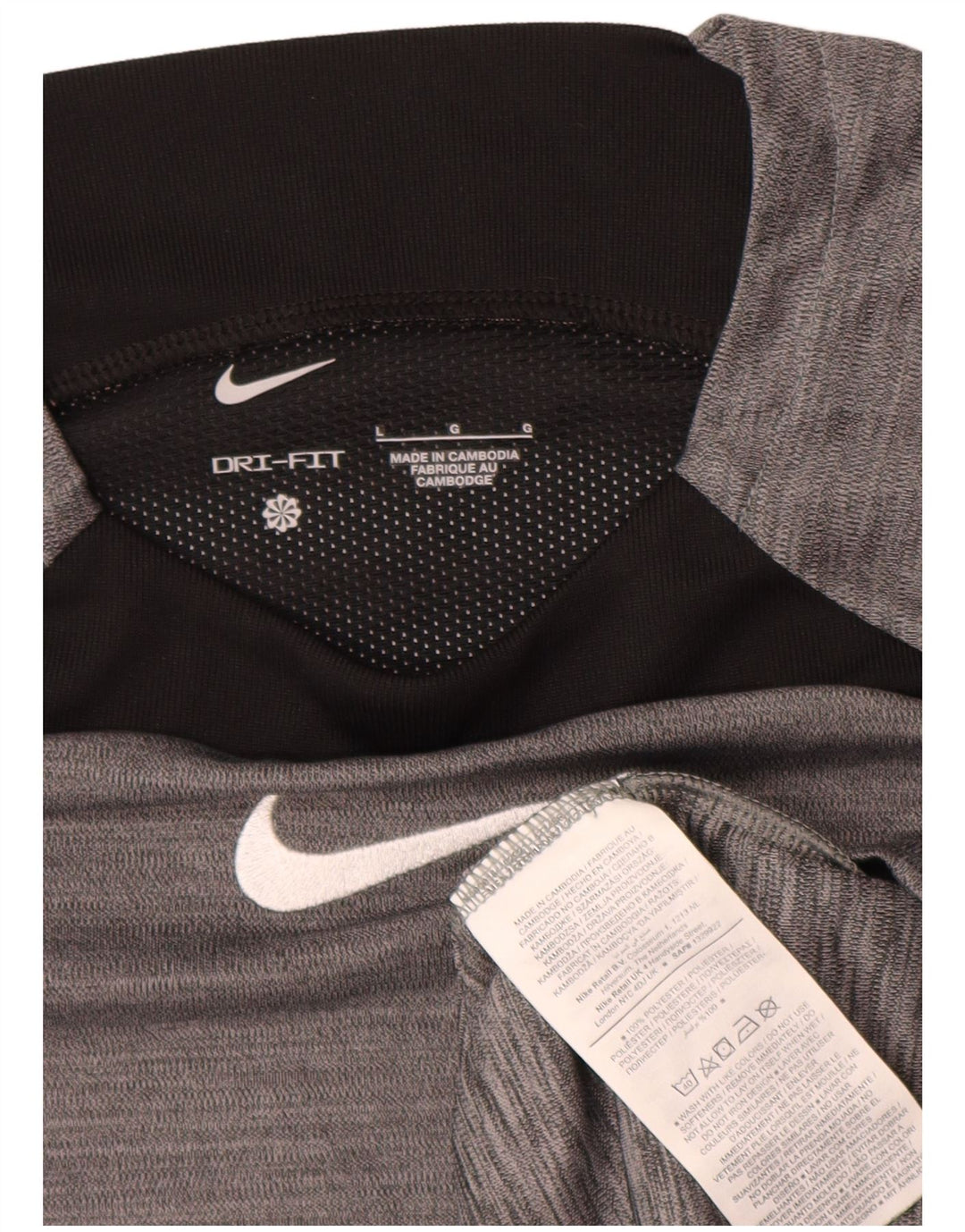 Camiseta Nike Dri Fit para hombre Top grande gris color block Poliéster