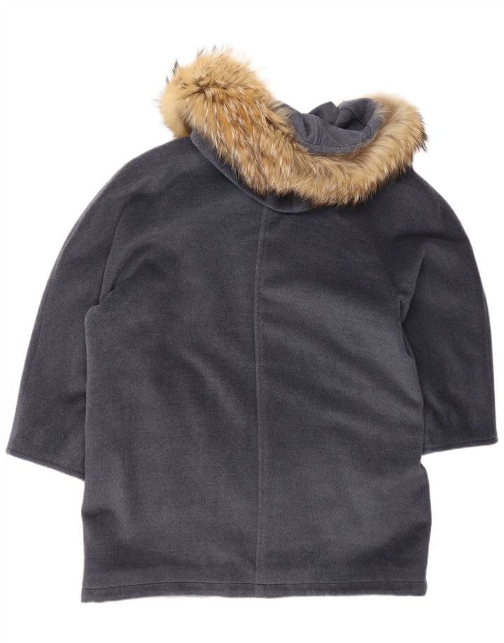 Max Mara Chaqueta Parka Extragrande con Capucha para Mujer Reino Unido 42 Lana Virgen Gris Medio