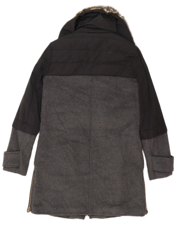 Zara Mujer Abrigo Extragrande UK 6 XS Bloque De Color Negro