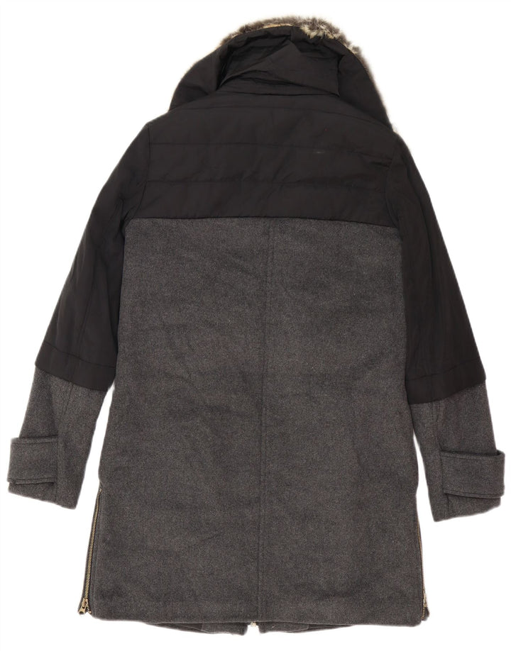 Zara Mujer Abrigo Extragrande UK 6 XS Bloque De Color Negro
