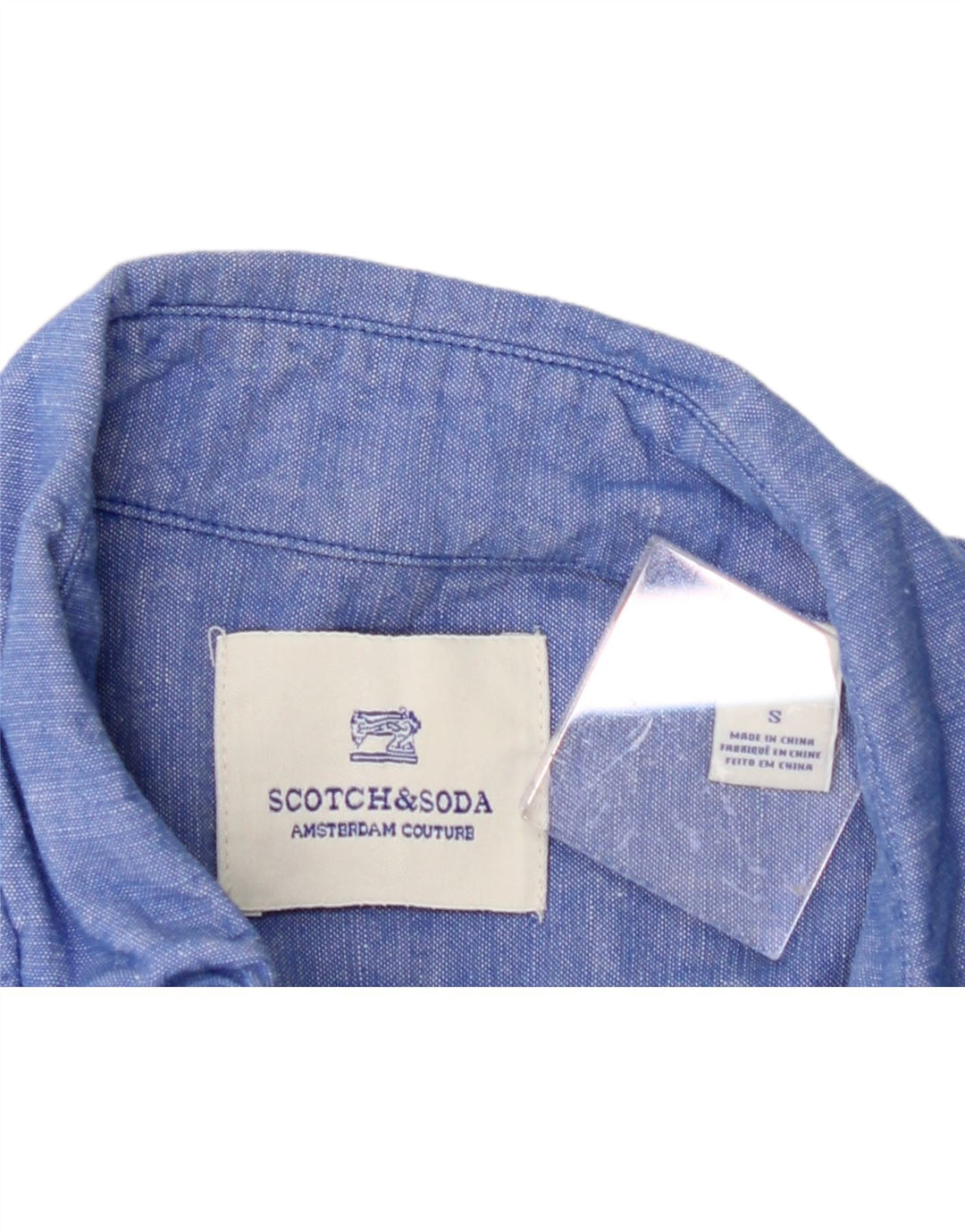 SCOTCH & SODA Mens Short Sleeve Shirt Small Blue Cotton Vintage Scotch & Soda and Second-Hand Scotch & Soda from Messina Hembry 