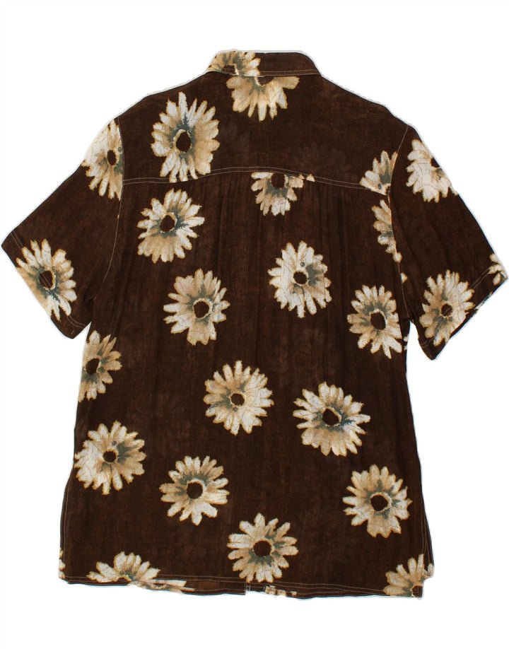 YOUR SIXTH SENSE Womens Short Sleeve Shirt IT 44 Medium Brown Floral Vintage Your Sixth Sense and Second-Hand Your Sixth Sense from Messina Hembry 