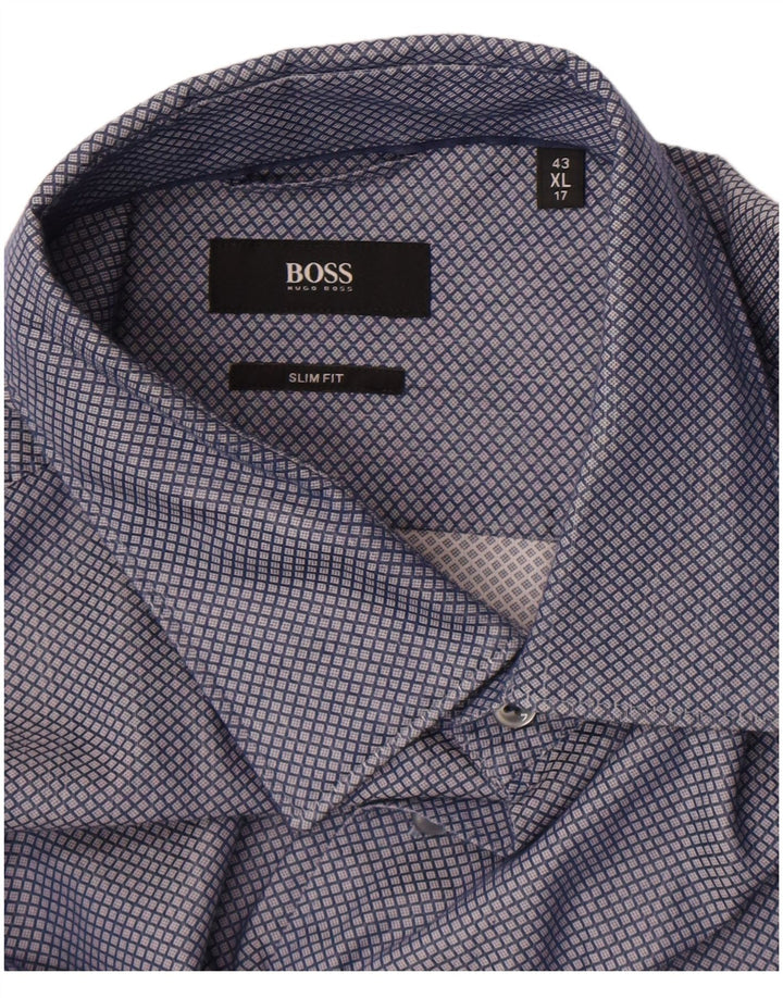 Camisa Hugo Boss Hombre Slim Fit Talla 17 43 XL Cuadros Azules