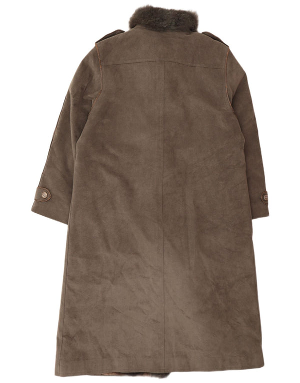 Vintage mujeres militar shearling abrigo Reino Unido 12 gris medio