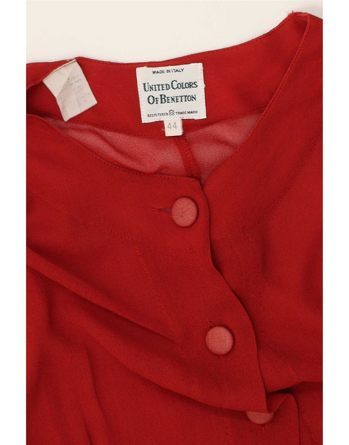 Benetton Blusa Camisera Mujer IT 44 Medium Burdeos Viscosa