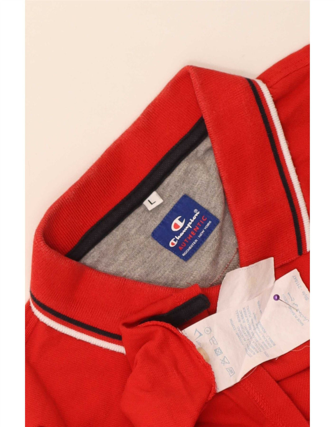 Champion Polo Para Hombre De Algodón A Rayas Rojas Grande